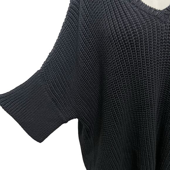 Honest Cotton Womens Black Handknit Heavyweight Oversized Sweater One Size - Picture 2 of 10